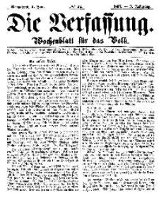 Die Verfassung : Wochenblatt für das Volk, Sonnabend, 2. Juni, Nr 22, 1866