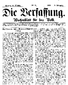 Die Verfassung : Wochenblatt für das Volk, Montag, 15. October, Nr 41, 1866
