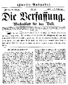 Die Verfassung : Wochenblatt für das Volk, Montag, 22. October, Nr 42, 1866