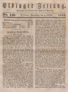 Elbinger Zeitung, No. 120 Donnerstag, 9. Oktober 1845