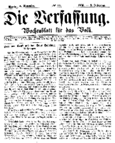 Die Verfassung : Wochenblatt für das Volk, Montag, 5. November, Nr 44, 1866
