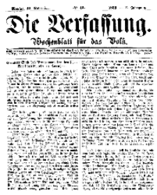 Die Verfassung : Wochenblatt für das Volk, Montag, 12. November, Nr 45, 1866