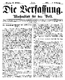 Die Verfassung : Wochenblatt für das Volk, Montag, 25. Februar, Nr 8, 1867