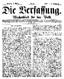 Die Verfassung : Wochenblatt für das Volk, Montag, 4. März, Nr 9, 1867