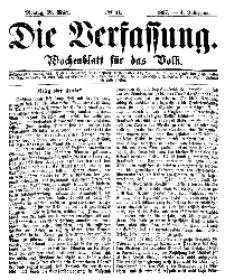 Die Verfassung : Wochenblatt für das Volk, Montag, 18. März, Nr 11, 1867