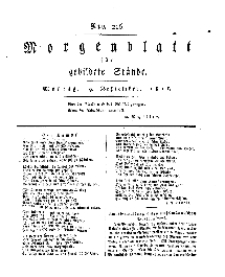 Morgenblatt für gebildete Stände, Montag, 9. September 1811, No 216.