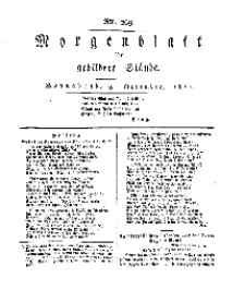 Morgenblatt für gebildete Stände, Sonnabend, 9. November 1811, No 269.