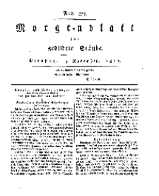 Morgenblatt für gebildete Stände, Dienstag, 19. November 1811, No 277.
