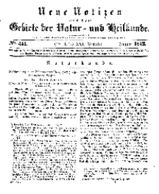 Neue Notizen aus dem Gebiete der Natur- und Heilkunde, 1842 (Bd. XXI, nr 1), Januar - No 441