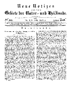 Neue Notizen aus dem Gebiete der Natur- und Heilkunde, 1842 (Bd. XXI, nr 3), Januar - No 443
