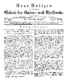 Neue Notizen aus dem Gebiete der Natur- und Heilkunde, 1842 (Bd. XXI, nr 7), Januar - No 447