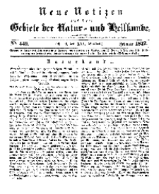Neue Notizen aus dem Gebiete der Natur- und Heilkunde, 1842 (Bd. XXI, nr 9), Februar - No 449