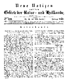 Neue Notizen aus dem Gebiete der Natur- und Heilkunde, 1842 (Bd. XXI, nr 10), Februar - No 450