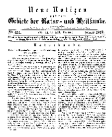 Neue Notizen aus dem Gebiete der Natur- und Heilkunde, 1842 (Bd. XXI, nr 11), Februar - No 451