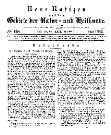 Neue Notizen aus dem Gebiete der Natur- und Heilkunde, 1842 (Bd. XXII, nr 16), Mai - No 478