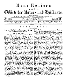 Neue Notizen aus dem Gebiete der Natur- und Heilkunde, 1842 (Bd. XXII, nr 22), Juni - No 484