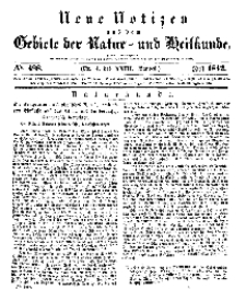 Neue Notizen aus dem Gebiete der Natur- und Heilkunde, 1842 (Bd. XXIII, nr 4), Juli - No 488