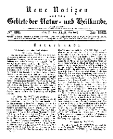 Neue Notizen aus dem Gebiete der Natur- und Heilkunde, 1842 (Bd. XXIII, nr 7), Juli - No 491