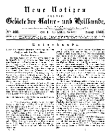 Neue Notizen aus dem Gebiete der Natur- und Heilkunde, 1842 (Bd. XXIII, nr 9), August - No 493