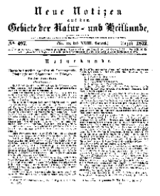 Neue Notizen aus dem Gebiete der Natur- und Heilkunde, 1842 (Bd. XXIII, nr 13), August - No 497