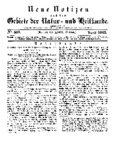 Neue Notizen aus dem Gebiete der Natur- und Heilkunde, 1842 (Bd. XXIII, nr 16), August - No 500