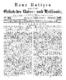 Neue Notizen aus dem Gebiete der Natur- und Heilkunde, 1842 (Bd. XXIII, nr 21), September - No 505