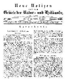 Neue Notizen aus dem Gebiete der Natur- und Heilkunde, 1842 (Bd. XXIV, nr 17), Dezember - No 523