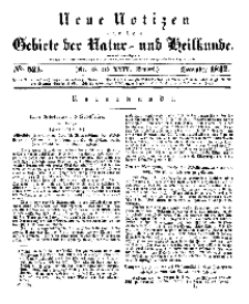 Neue Notizen aus dem Gebiete der Natur- und Heilkunde, 1842 (Bd. XXIV, nr 18), Dezember - No 524