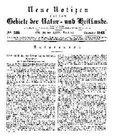 Neue Notizen aus dem Gebiete der Natur- und Heilkunde, 1842 (Bd. XXIV, nr 20), Dezember - No 526