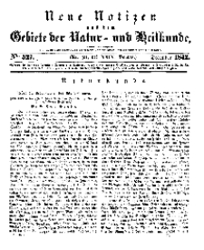Neue Notizen aus dem Gebiete der Natur- und Heilkunde, 1842 (Bd. XXIV, nr 21), Dezember - No 527