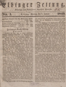 Elbinger Zeitung, No. 1 Montag, 2. Januar 1843