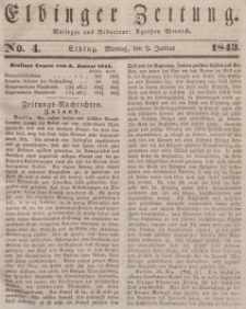 Elbinger Zeitung, No. 4 Montag, 9. Januar 1843