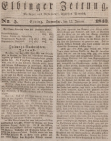 Elbinger Zeitung, No. 5 Donnerstag, 12. Januar 1843