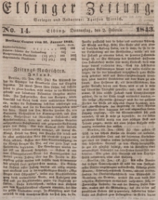 Elbinger Zeitung, No. 14 Donnerstag, 2. Februar 1843