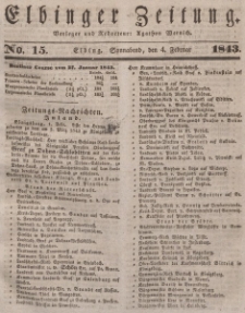 Elbinger Zeitung, No. 15 Sonnabend, 4. Februar 1843