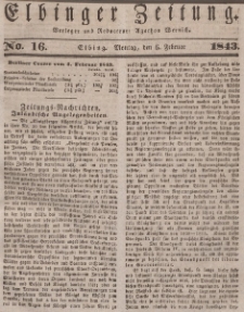 Elbinger Zeitung, No. 16 Montag, 6. Februar 1843