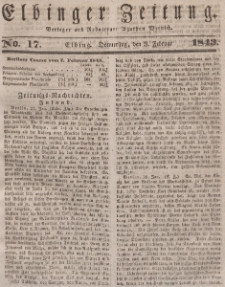 Elbinger Zeitung, No. 17 Donnerstag, 9. Februar 1843