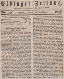 Elbinger Zeitung, No. 19 Montag, 13. Februar 1843