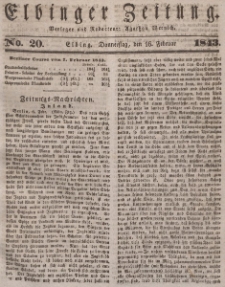Elbinger Zeitung, No. 20 Donnerstag, 16. Februar 1843