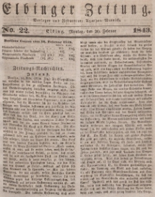 Elbinger Zeitung, No. 22 Montag, 20. Februar 1843