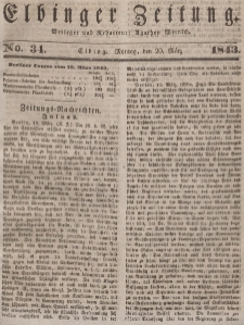 Elbinger Zeitung, No. 34 Montag, 20. März 1843