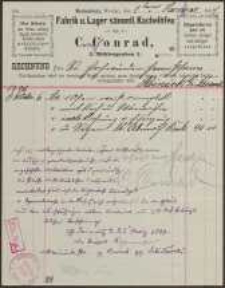 Rechnung: Fabrik u. Lager sämmtl. Kachelöfen von C. Conrad