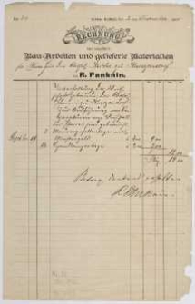 Rechnung: Bau=Arbeiten und gelieferte Materialien von R. Panknin