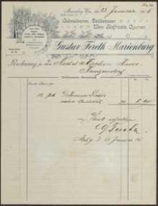 Rechnung: Colonialweren, Delikatessen, Wein, Südfrüchte, Cigarren Gustaw Fereth