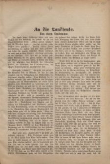 An die Landleute. Von einem Landmanne