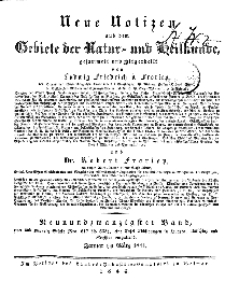 Neue Notizen aus dem Gebiete der Natur- und Heilkunde, 1844 (Register - Bd. XXIX)