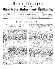 Neue Notizen aus dem Gebiete der Natur- und Heilkunde, 1844 (Bd. XXIX, nr 3), Januar - No 619