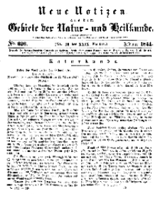 Neue Notizen aus dem Gebiete der Natur- und Heilkunde, 1844 (Bd. XXIX, nr 10), Februar - No 626