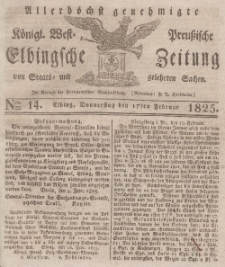 Elbingsche Zeitung, No. 14 Donnerstag, 17 Februar 1825