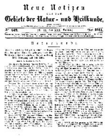 Neue Notizen aus dem Gebiete der Natur- und Heilkunde, 1844 (Bd. XXX, nr 11), Mai - No 649